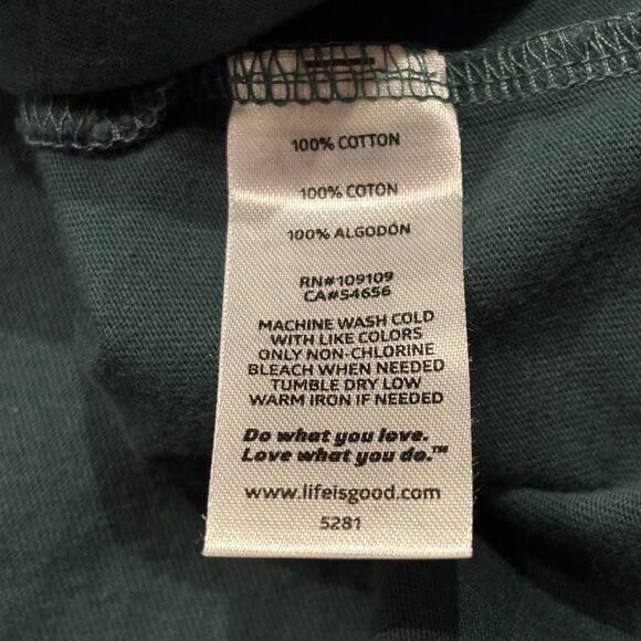 Life Is Good Peace Love Hoppiness XXL Long Sleeve Dark Green Men's Cotton Tee - Picture 5 of 7